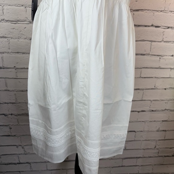 Maggy London White Cotton V Neck Lace Embroidered Boho Vacation Dress Size 14 - Picture 8 of 12